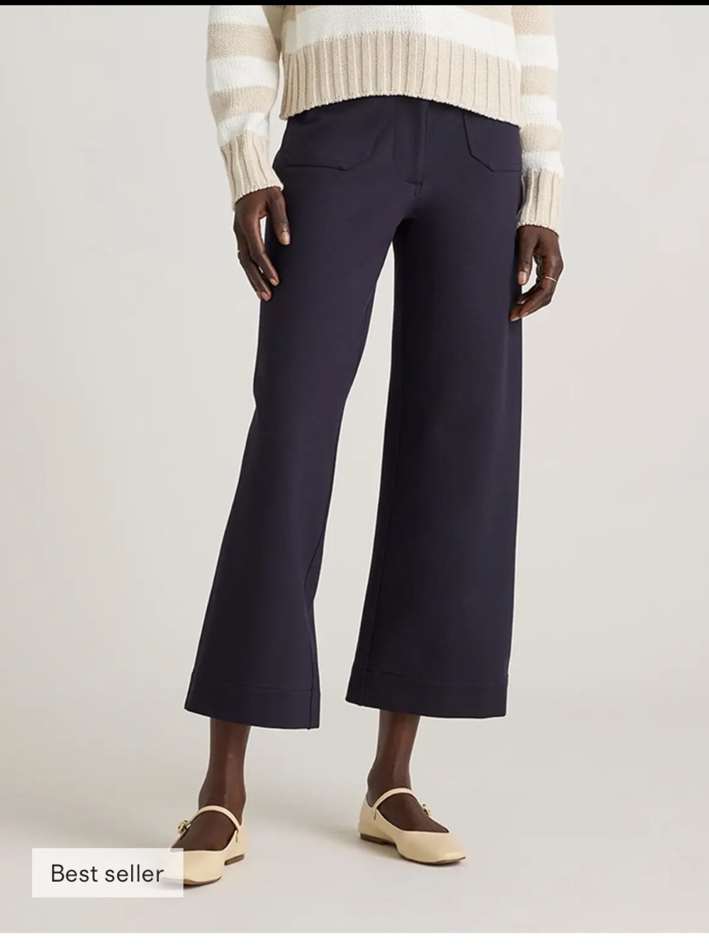NWT Quince Navy Cropped Wide-Leg Pants